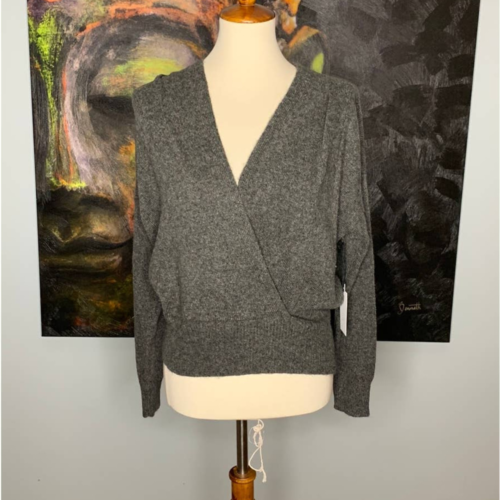 NWT ASTR CHARCOAL PLEATED WRAP SWEATER SIZE SMALL - Picture 3 of 6
